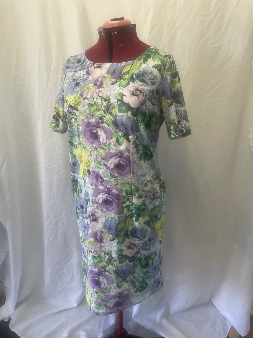Nadya Toto Floral Midi Shift Dress in Lavender and Green new with tags